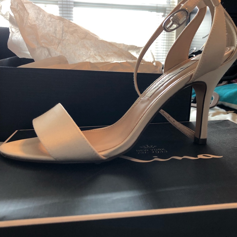 Nina Ivory Strappy Sandal Heels